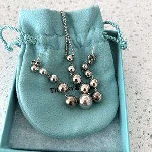 Tiffany & Co. Sterling Silver Graduated Balls Beaded Chain Necklace and earrings